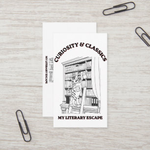 Cat Librarian Aesthetic Art Poster Business Card