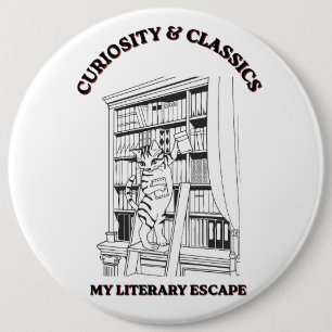 Cat Librarian Aesthetic Art Poster Button