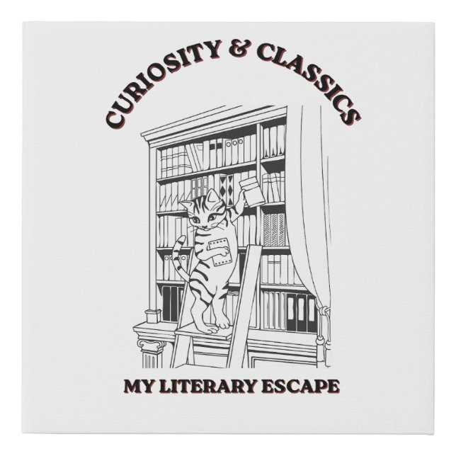 Cat Librarian Aesthetic Art Poster  Faux Canvas Print (Front)