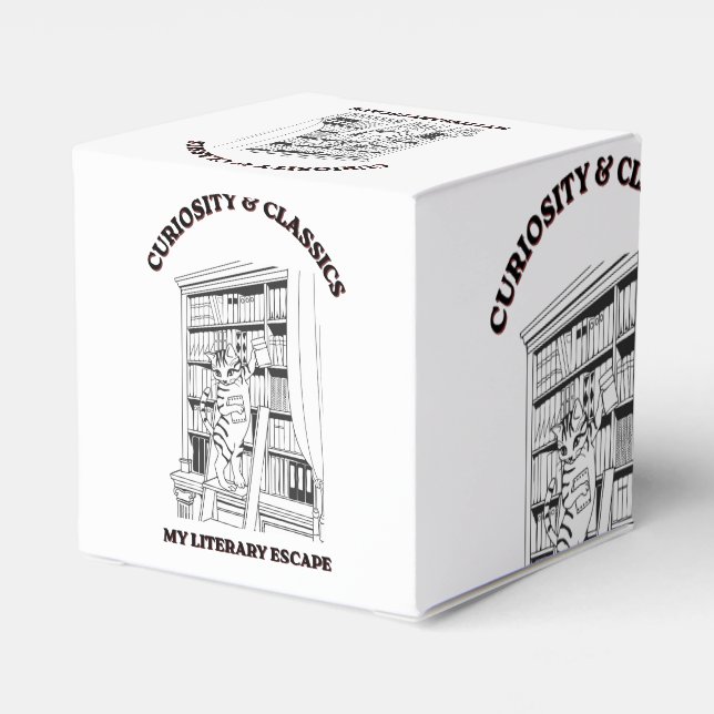 Cat Librarian Aesthetic Art Poster  Favor Boxes (Back Side)