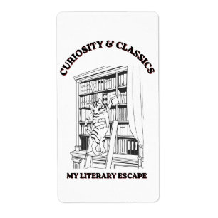 Cat Librarian Aesthetic Art Poster Label