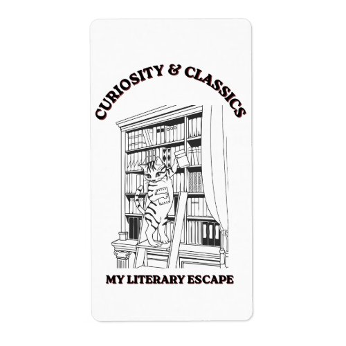 Cat Librarian Aesthetic Art Poster  Label