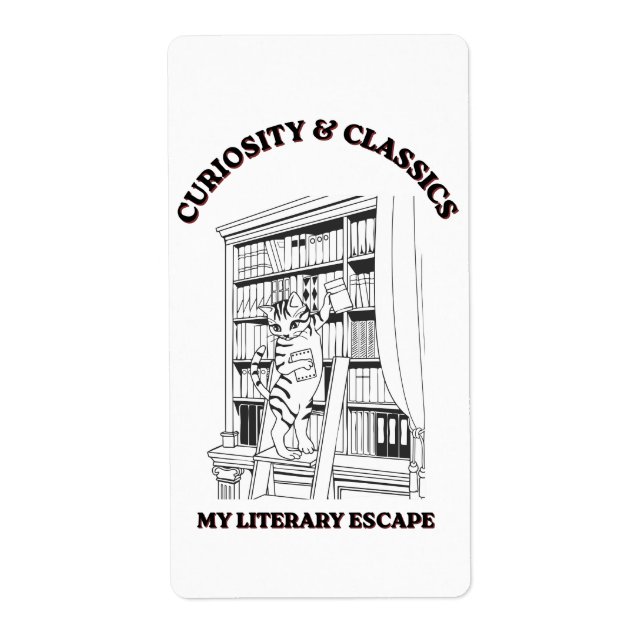Cat Librarian Aesthetic Art Poster  Label (Front)