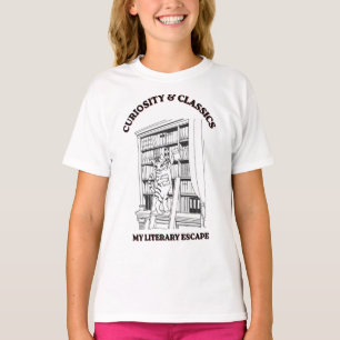 Cat Librarian Aesthetic Art Poster T-Shirt