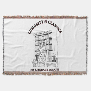 Cat Librarian Aesthetic Art Poster  Throw Blanket