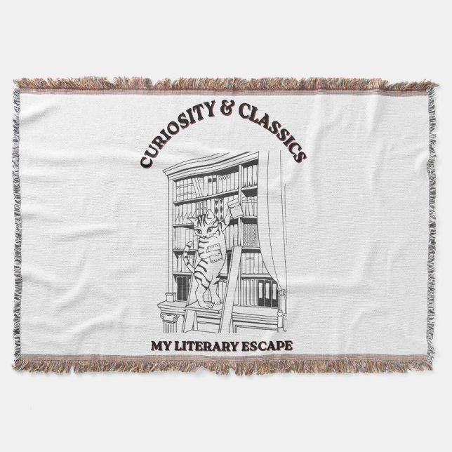 Cat Librarian Aesthetic Art Poster  Throw Blanket (Front)