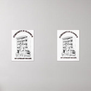 Cat Librarian Aesthetic Art Poster Wall Art Sets