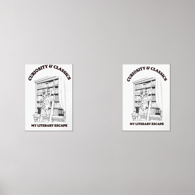 Cat Librarian Aesthetic Art Poster  Wall Art Sets (Front)