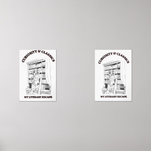 Cat Librarian Aesthetic Art Poster Wall Art Sets