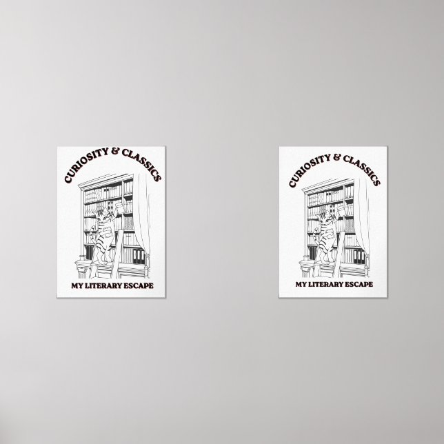 Cat Librarian Aesthetic Art Poster  Wall Art Sets (Front)