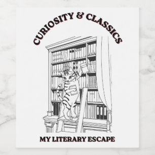 Cat Librarian Aesthetic Art Poster Wine Label