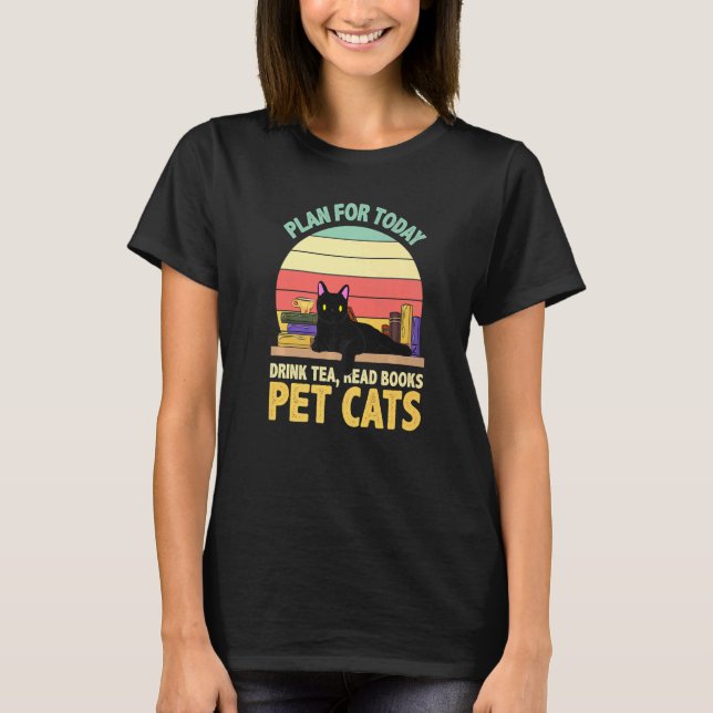Cat  Librarian Bookworm T-Shirt (Front)