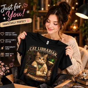 Cat Librarian T-Shirt Cute Book Lover Cat Shirt
