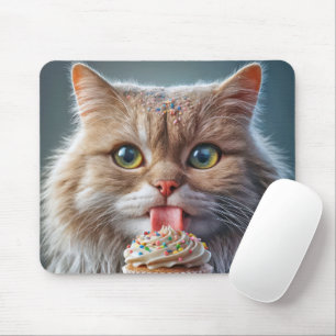 Cat Licking A Cupcake Mouse Pad