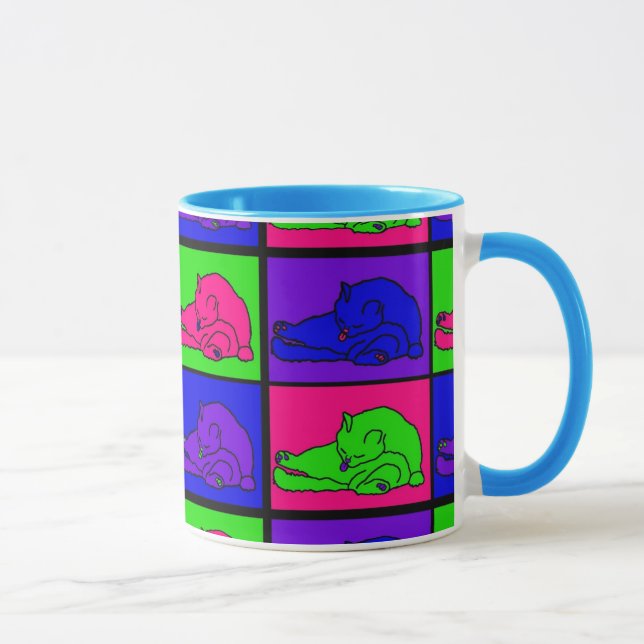 CAT LICKING BUTT POP ART MUG (Right)