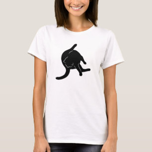 Cat Licking Butt T-shirt (black silhouette)