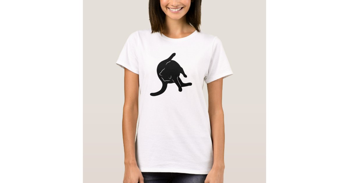 cat licking butt t shirt