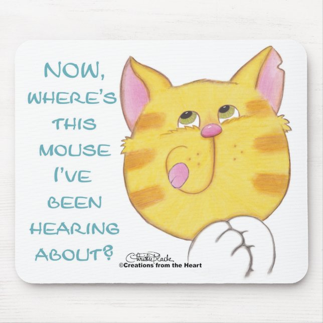 Cat Licking Lips Mouse Pad (Front)