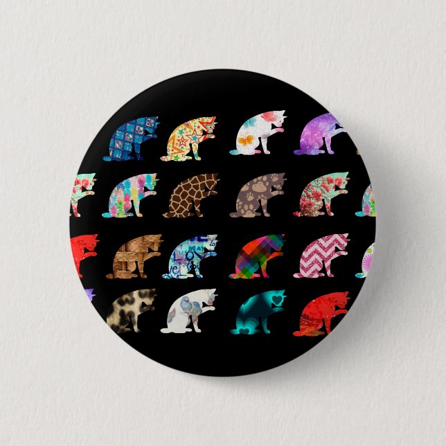 Cat Licking Pattern Button (Front)