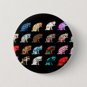 Cat Licking Pattern Button