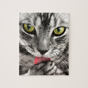 Cat Licks Jigsaw Puzzle