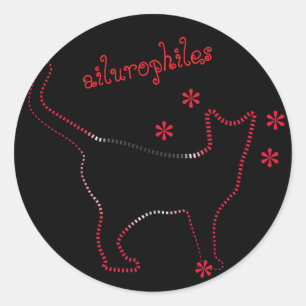 cat line art ailurophiles classic round sticker