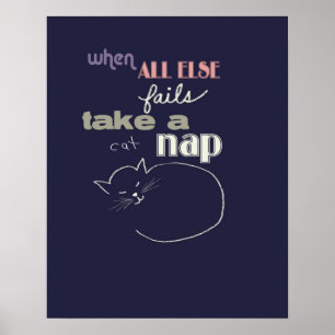 cat line art with humorous quote for cat lovers poster