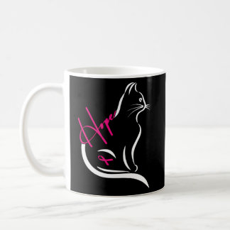 Cat Line Breast Cancer Awareness Ribbon Hope Warri Coffee Mug