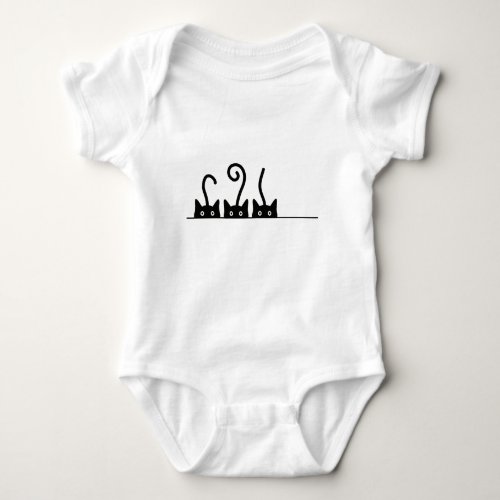 Cat line drawing Three cats World Cattendday Baby Bodysuit