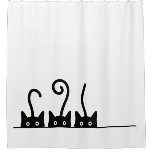 Cat line drawing Three cats World Cattendday Shower Curtain