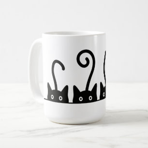 Cat line drawing. Three kittens. World Cattendday. Coffee Mug