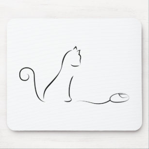 Line Cat Drawing Mouse Pads Zazzle
