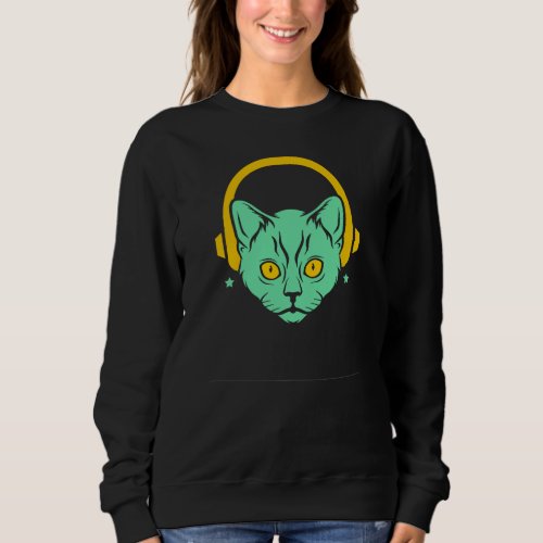 Cat Listening Music  Sweatshirt