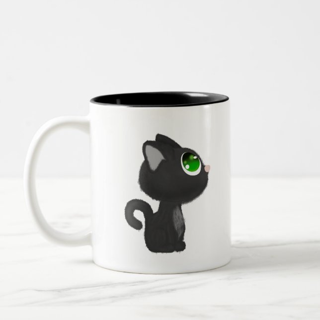 Cat Little Cat Feline Animal Animals Domestic Cat. Two-Tone Coffee Mug (Left)