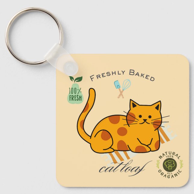  Cat Loaf Funny Keychain (Front)