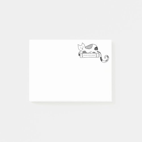 Cat Loaf On Personalized Book Sketch Post It Notes