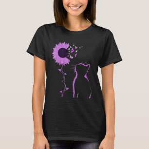 Cat Look Purple Sunflower Butterfly Overdose Aware T-Shirt