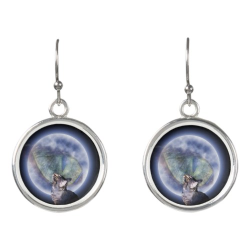Cat Looking At Cats Eye In THE Moon Earrings