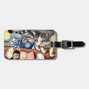 Cat Looking at Sushi Luggage Tag