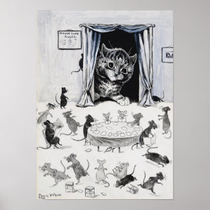 Cat Looking into The Mouseland, Louis Wain Poster