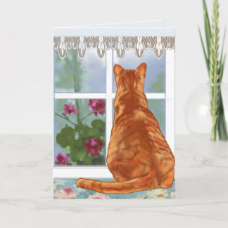 Cat Looking out Window Blank Note Card