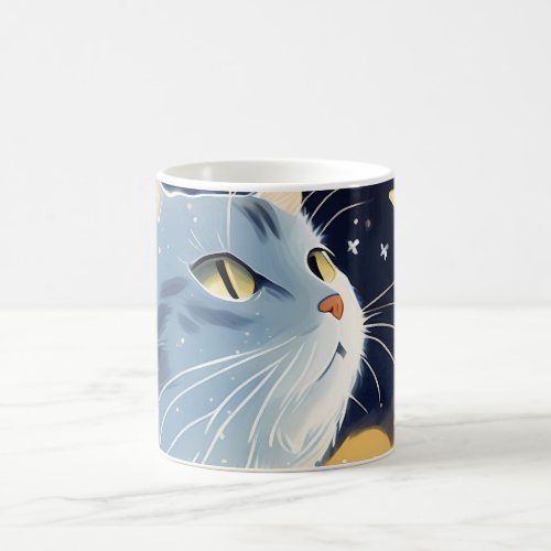 Cat looking up at the stars in the sky coffee mug