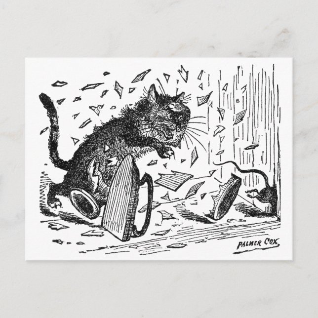 Cat Loses Dinner When Mouse Escapes Postcard (Front)