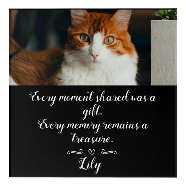 Cat Loss Memorial Personalized Photo Pet Name Acrylic Print (Front)