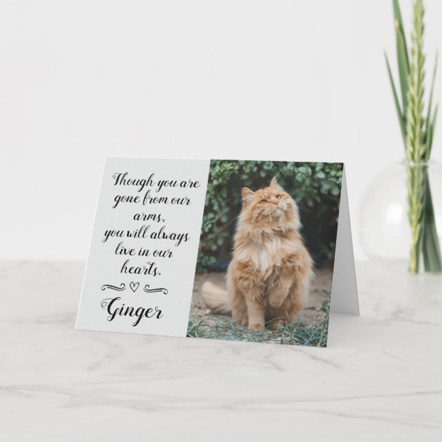 Cat Loss Sympathy Card Personalized Photo Pet Name (Front)