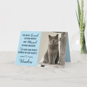 Cat Loss Sympathy Card Personalized Photo Pet Name