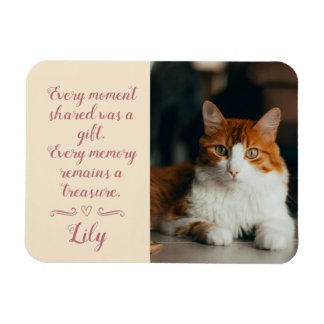 Cat Loss Sympathy Card with Pet Photo & Name Pink Magnet