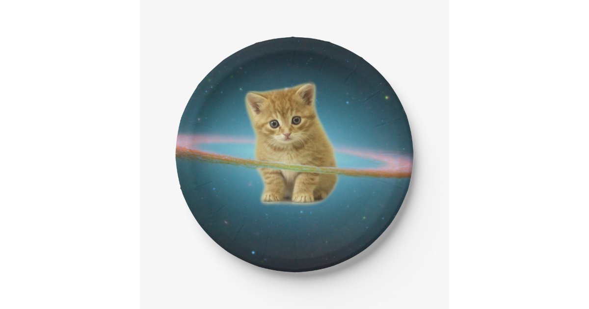 Cat Lost In Space Paper Plate Zazzle Com