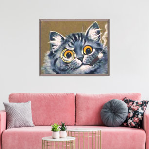 CAT LOUIS WAIN SMOKING A CIGAR WRAPPED CANVAS PRINT