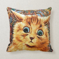 Cat, Louis Wain Throw Pillow